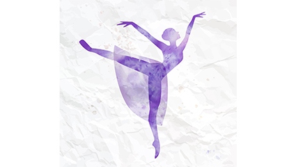 Purple watercolor dancing girl silhouette vector material