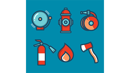 6 Fire red theme icon vector material