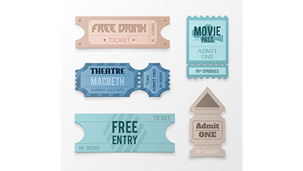 5 tickets creative design vector material