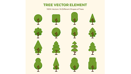 16 of the green trees design vector material
