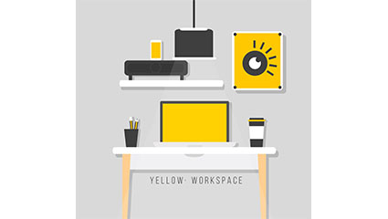 Clean design studio yellow line vector material