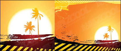 Sunset coconut vector
