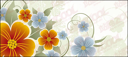 Yellow and blue flowers vector material