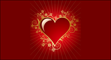 Red crystal heart-shaped pattern vector material