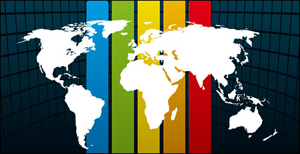 Spaces rainbow background material line vector map of the world