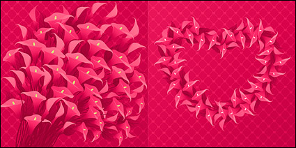Vector red heart-shaped flower material