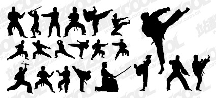 Kung Fu Action Silhouette Vector
