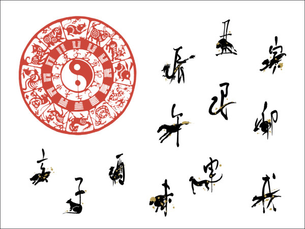 Zodiac of paper-cut vector material (3)