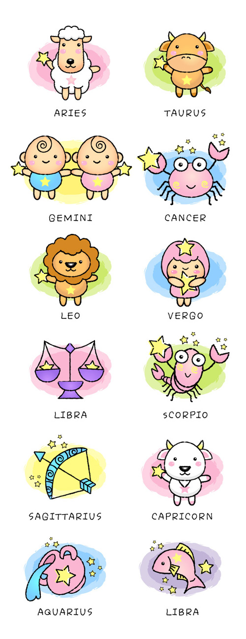 Cartoon 12 constellation vector material (C)