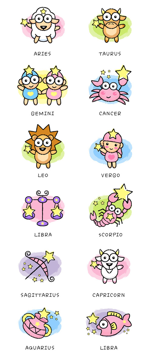 Cartoon 12 constellation vector material (B)