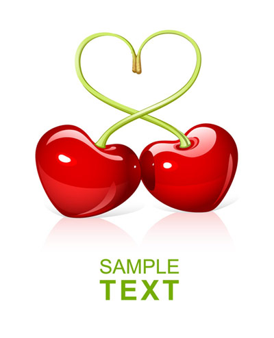 Heart-shaped cherry Vector