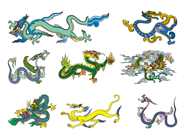 Classical Chinese dragon vector material of two