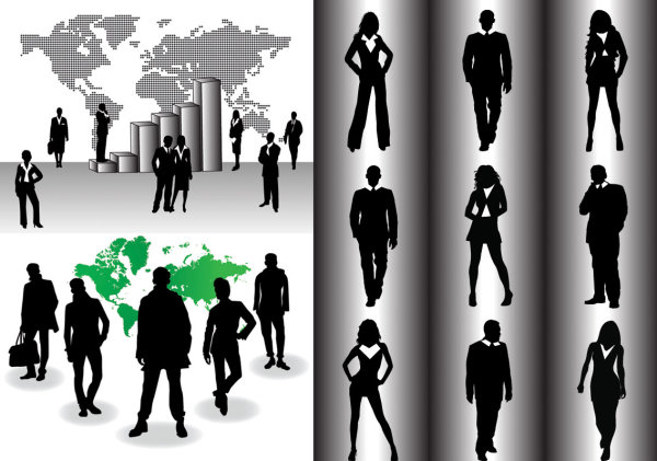 Business people silhouette vector of material
