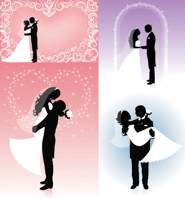 Vector People silhouette wedding
