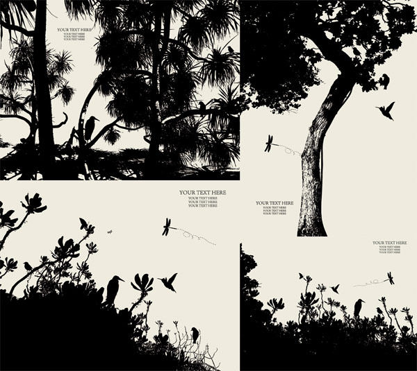 Vector silhouette of trees