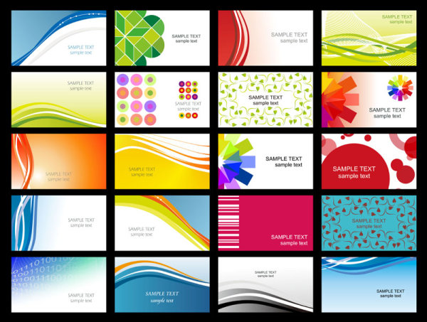 Variety of dynamic flow line of business card templates 02-- vector material