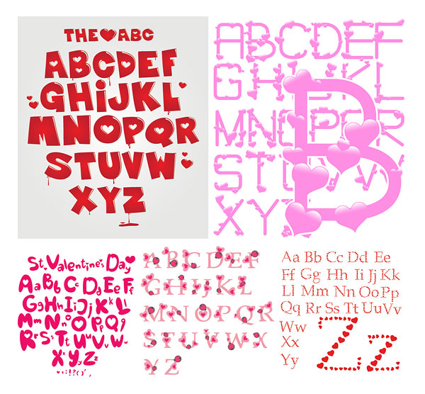 Heart-shaped letters vector material