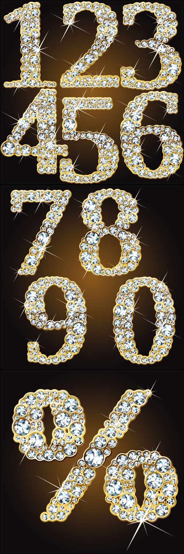 Star-studded diamond number - Vector