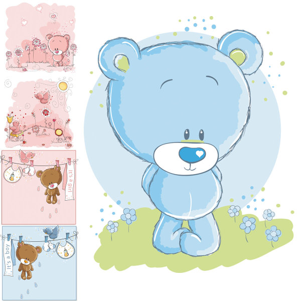 Cute cartoon bear - vector material