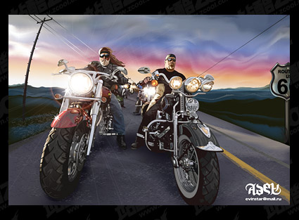 &nbsp;drawing realistic Harley-Davidson family of vector material