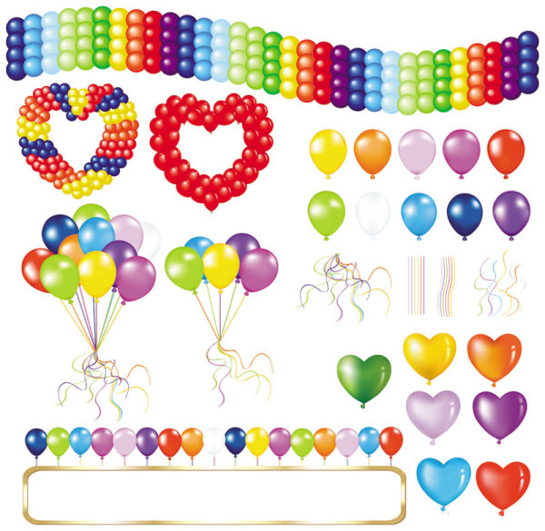 Beautifully colored balloons 05-- vector material
