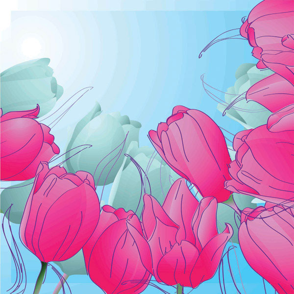 Hand-painted tulips Vector -3 