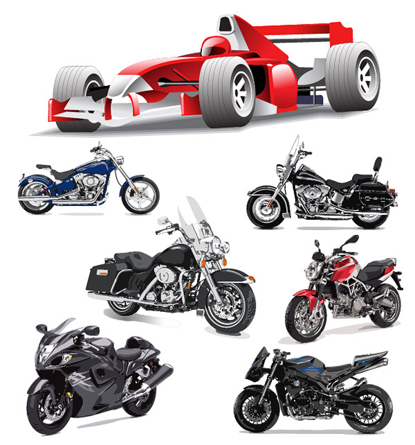 F1 Formula One racing and motorcycle vector material 