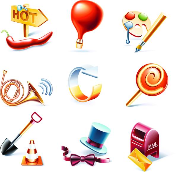 Stylish the stereoscopic living icon vector material -1