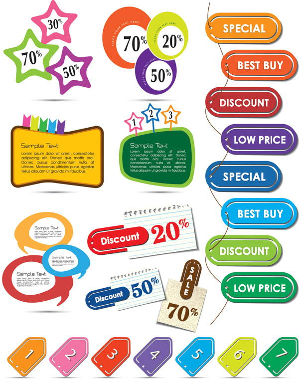 Beautiful color labels 01 - Vector