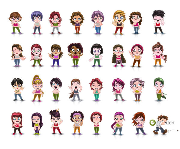 Cartoon beauty image - vector material