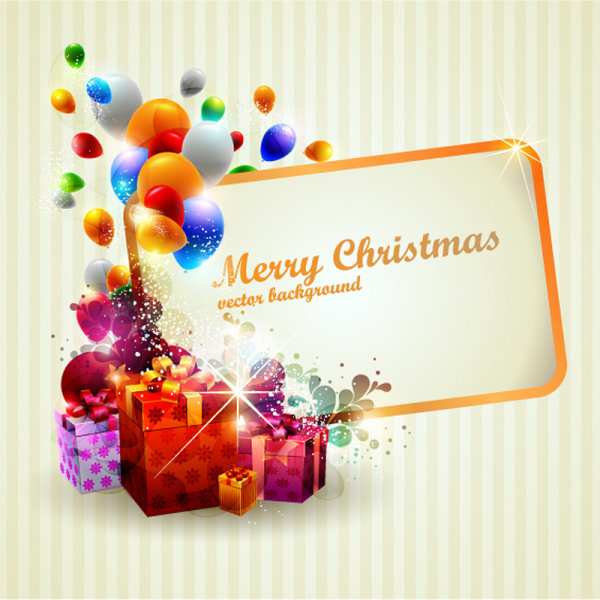 Brilliant Christmas gift box 02 - vector material