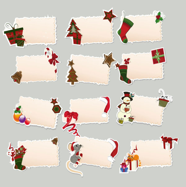 Christmas elements stickers 02 - vector material