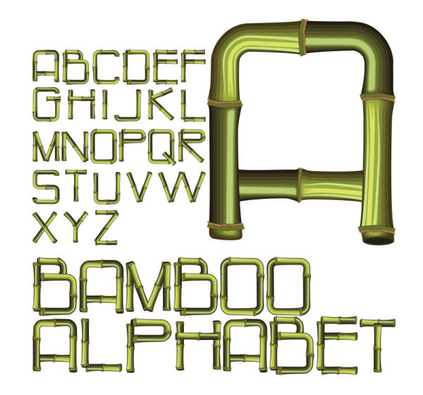 Bamboo Creative letters 02 - Vector material