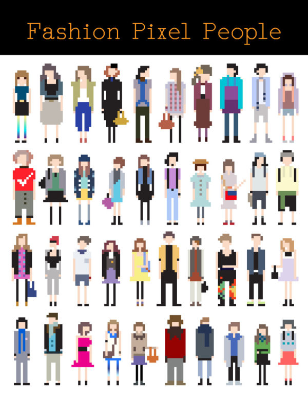 Cartoon character pixel art 01 - vector material