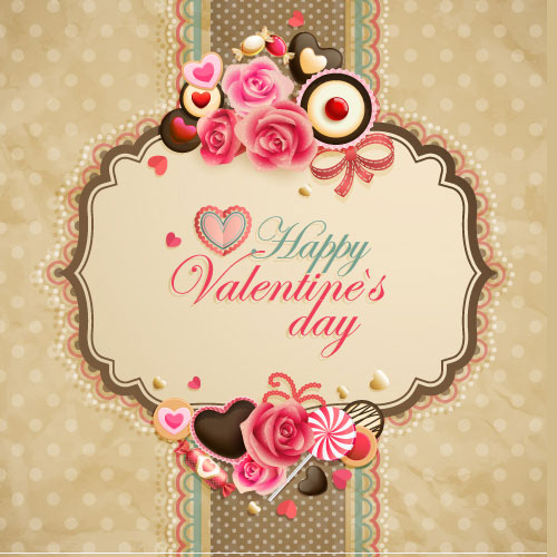 Old-fashioned valentine cards Vector -05