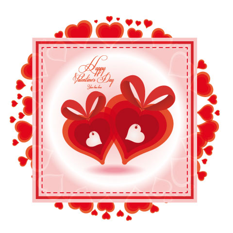 Valentine's Day heart-shaped card 01 - vector material