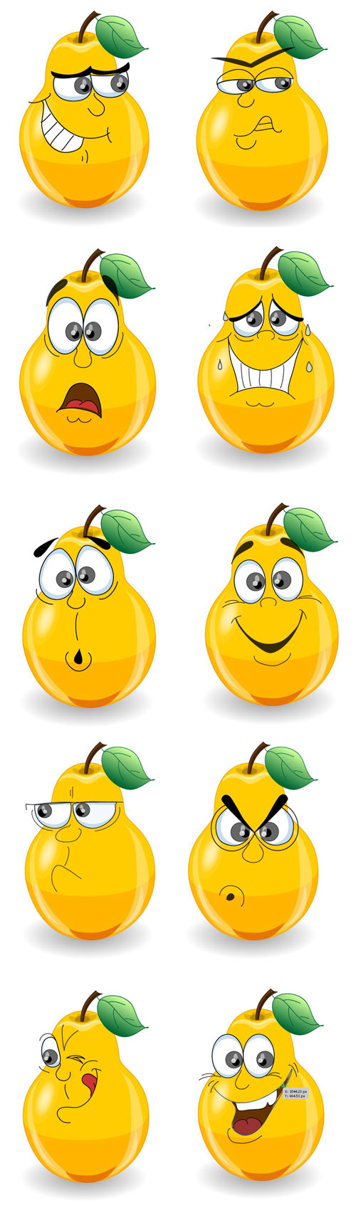 The cute cartoon pears expression - vector material