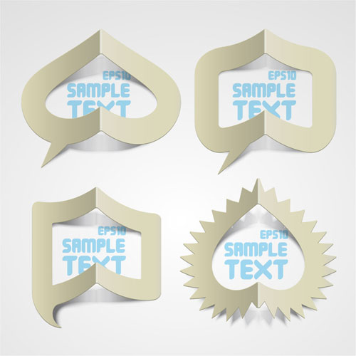 Creative paper folded hollow text template vector material -1
