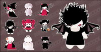 Cute Halloween characters set vector material