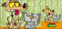 cats and dogs vector