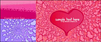 3 Valentines Day heart-shaped card background vector material