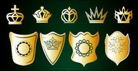 Golden crown and shield vector material