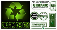 Green signs with nostalgia green icon vector material