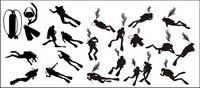 Diver silhouette vector material
