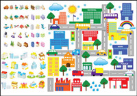 Cartoon building icon - vector material