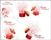 Romantic gift opening moments - vector material
