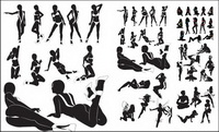 Sexy women silhouettes vector material