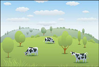 cow pasture Vector