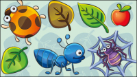 The cute insect plant 02 - vector material