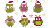 Cartoon Christmas owl pattern 01 - vector material